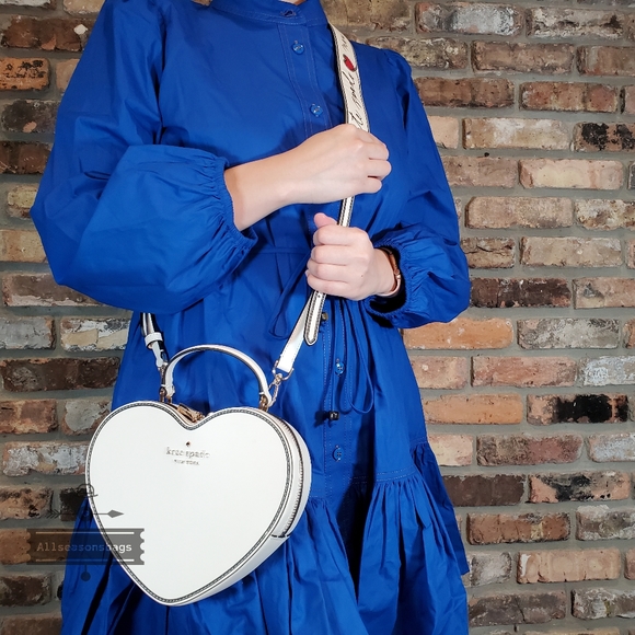 NWT AUTHENTIC KATE SPADE LOVE SHACK KS PRINT GUITAR STRAP HEART CROSSBODY - Picture 3 of 9